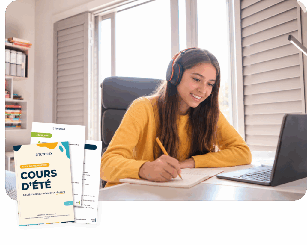 Élève suivant un cours d’été en direct à domicile avec matériel de préparation inclus, sans déplacement